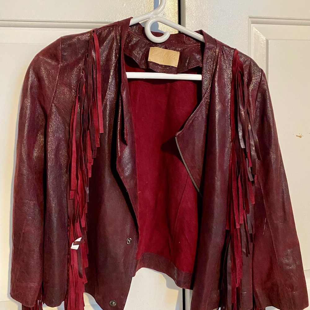 Cleobella Red Leather Jacket